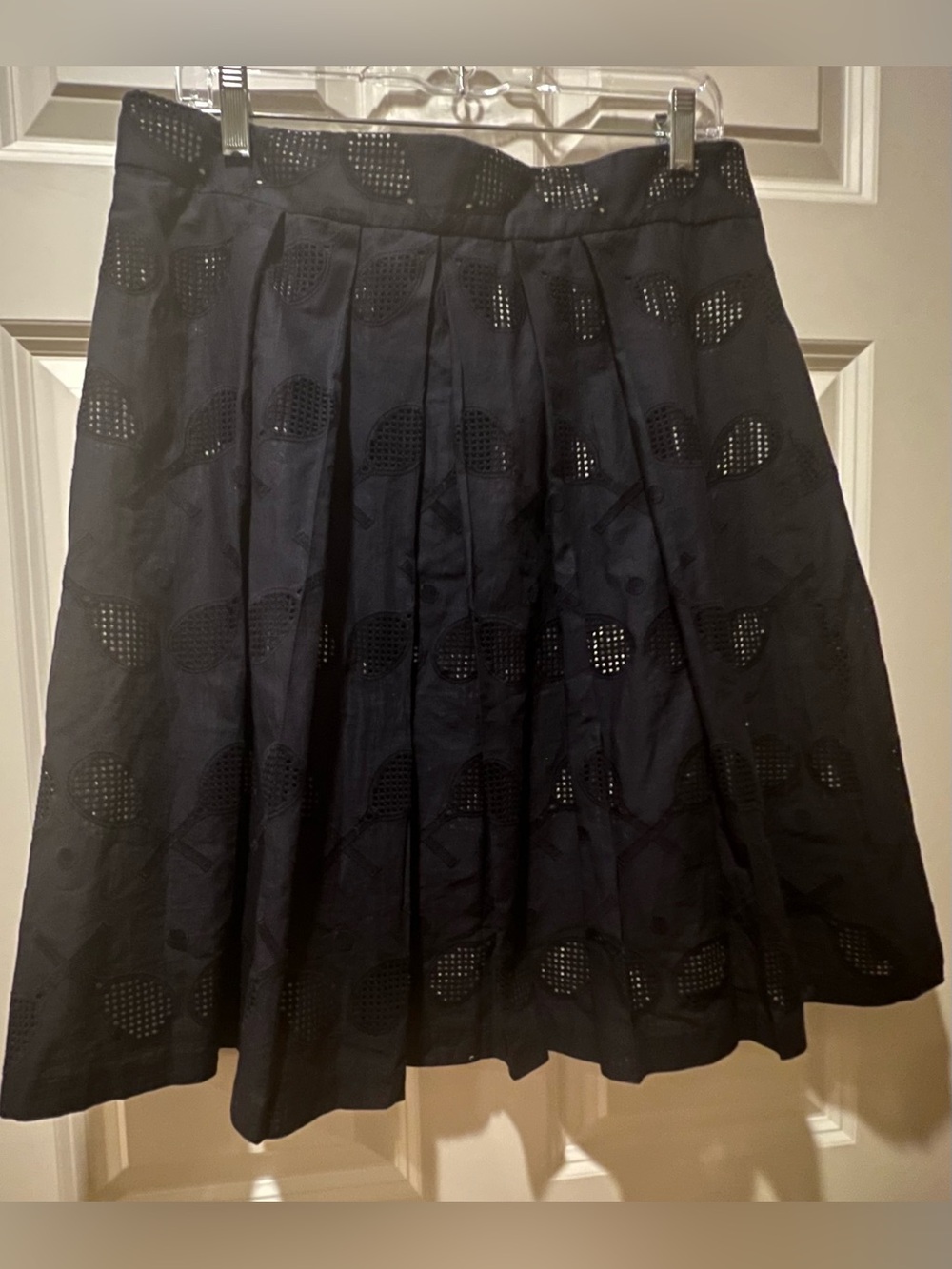 Ann Taylor Navy tennis racket -Pattern Pleated Skirt